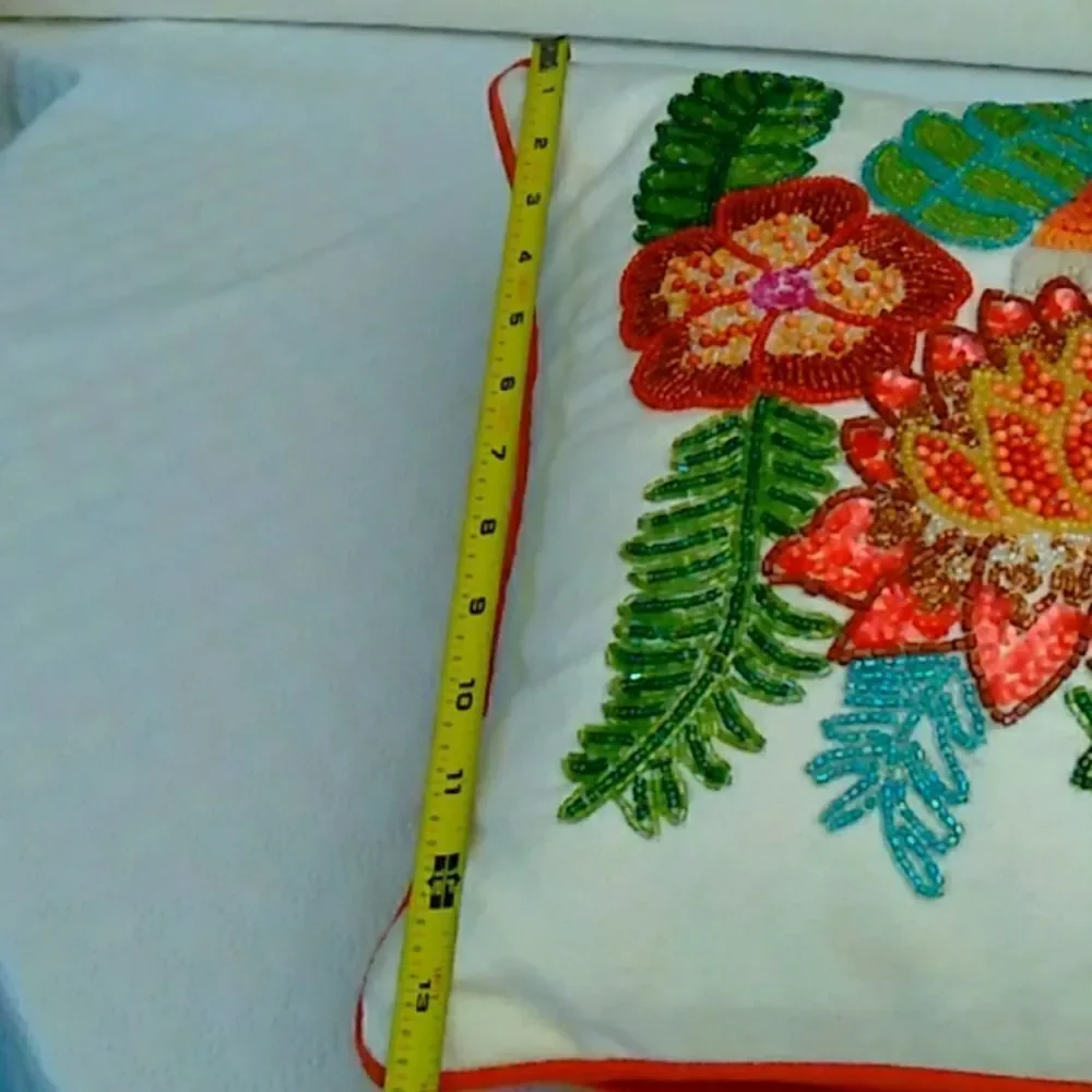 Beautiful Pelican Multicolor Embellished Decorative Throw Pillow